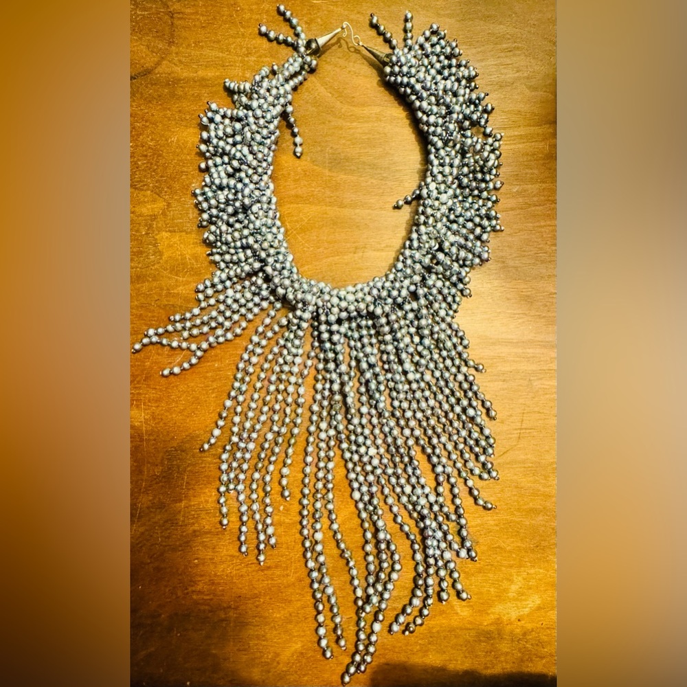 Beautiful Grey Sea Pearl Collar Necklace